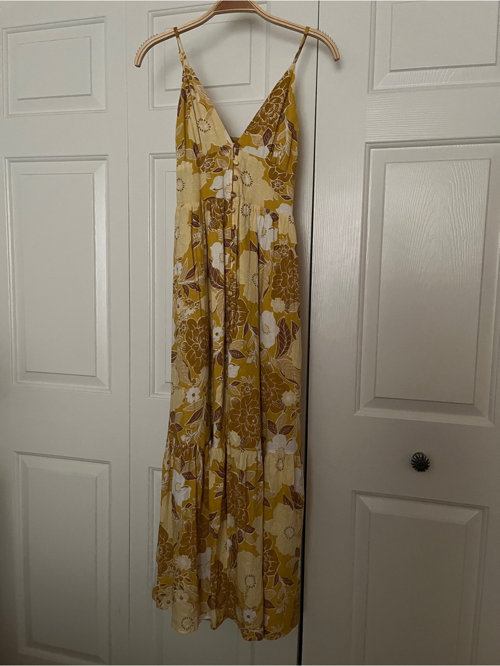 Abercrombie & Fitch Mustard Yellow Floral Maxi Dress